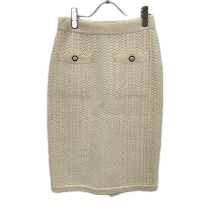 CHANEL シャネル P57346K07533 アイボリー カシミヤ100 ココマークボタン フロントポケット タイトニットスカート スカート