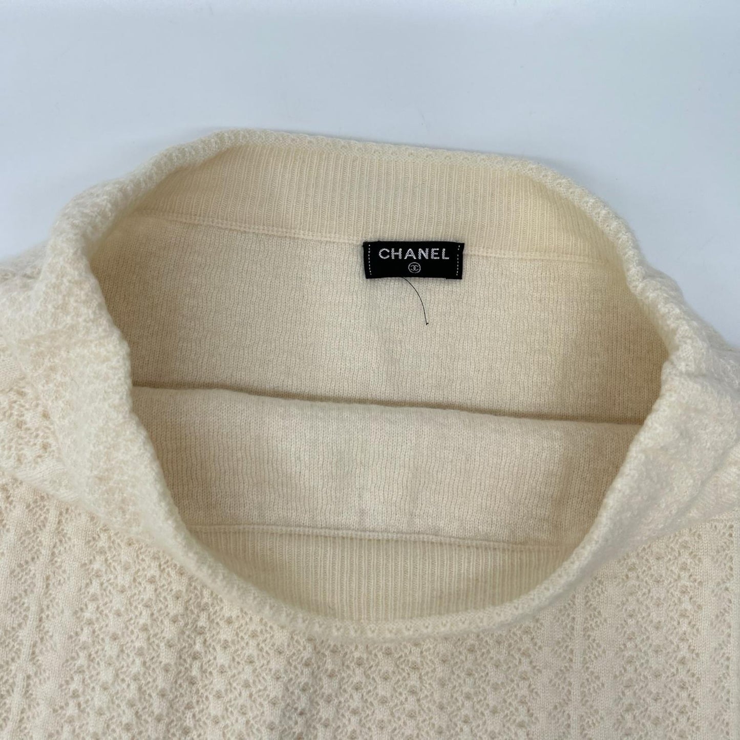 CHANEL シャネル P57346K07533 アイボリー カシミヤ100 ココマークボタン フロントポケット タイトニットスカート スカート