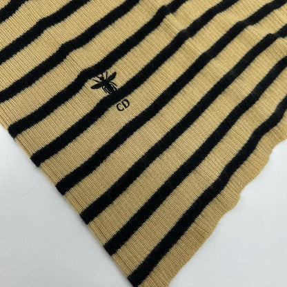 Christian Dior クリスチャンディオール 22SS 024S47AM107 ベージュ×ブラック カシミヤシルク Bee刺繍 ボーダーショートスリーブニットソー トップス
