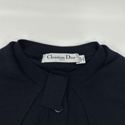 Christian Dior クリスチャンディオール 114T25AM105 ネイビー カシミヤ×シルク Bee刺繍 セーラーカラー ハーフボタンニットプルオーバー トップス
