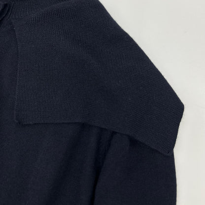 Christian Dior クリスチャンディオール 114T25AM105 ネイビー カシミヤ×シルク Bee刺繍 セーラーカラー ハーフボタンニットプルオーバー トップス