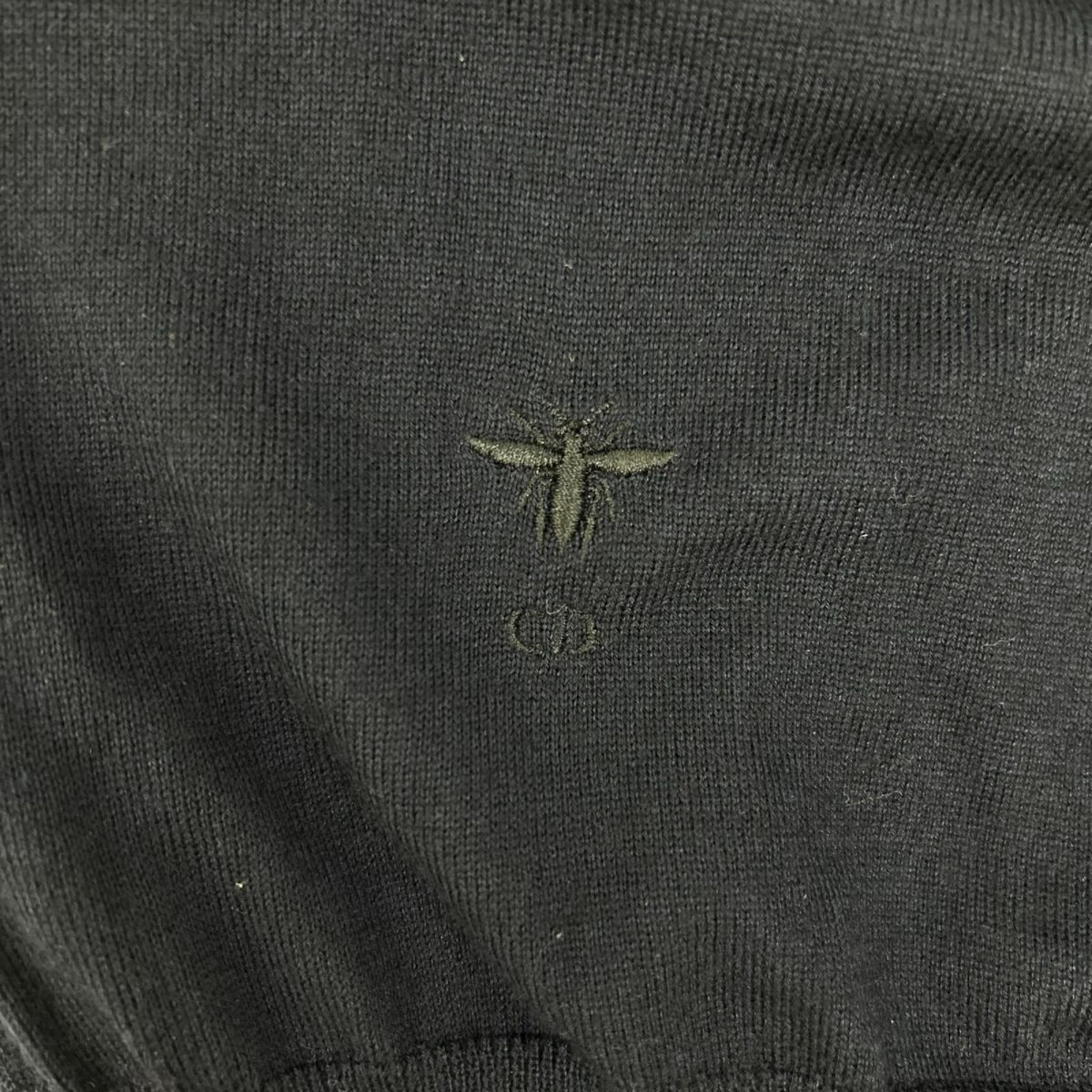 Christian Dior クリスチャンディオール 114T25AM105 ネイビー カシミヤ×シルク Bee刺繍 セーラーカラー ハーフボタンニットプルオーバー トップス
