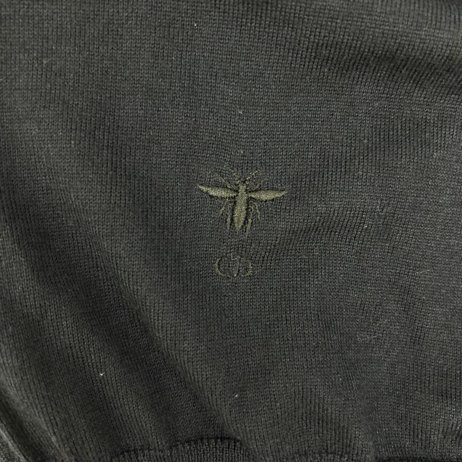 Christian Dior クリスチャンディオール 114T25AM105 ネイビー カシミヤ×シルク Bee刺繍 セーラーカラー ハーフボタンニットプルオーバー トップス