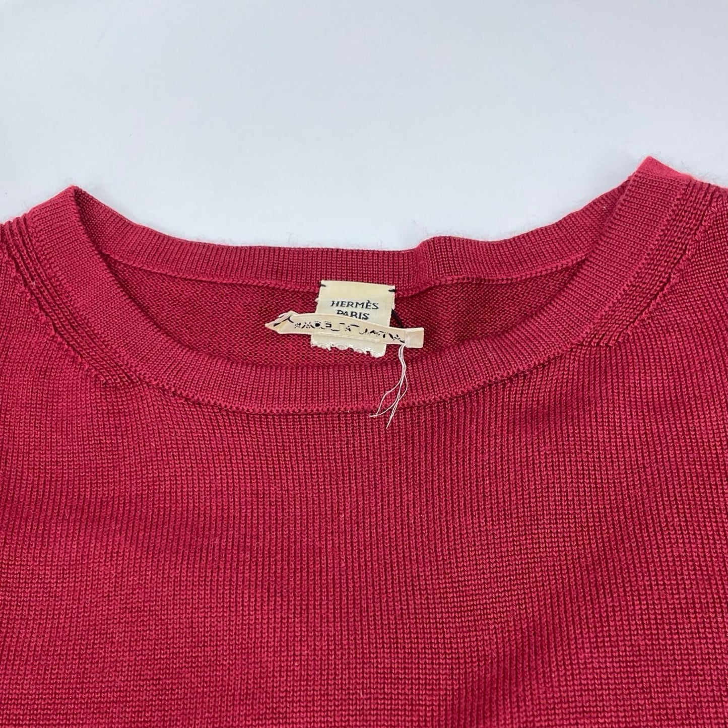 HERMES エルメス 【ゴルチエ期】ボルドー Hロゴ金具 S/Sクルーネックニット トップス