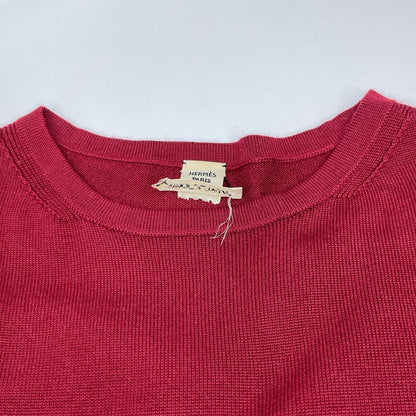 HERMES エルメス 【ゴルチエ期】ボルドー Hロゴ金具 S/Sクルーネックニット トップス