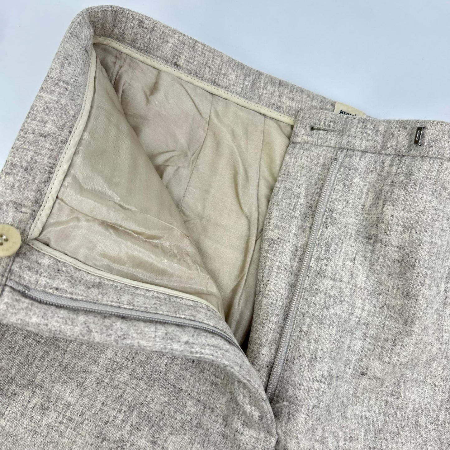 HERMES エルメス 【ゴルチエ期】ベージュ ヴァージンウール コインポケット センタープレステーパードパンツ ボトムス
