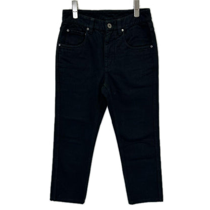 BRUNELLO CUCINELLI ブルネロクチネリ ブラック ボタンフライ ロゴパッチクロップドデニムパンツ ボトムス