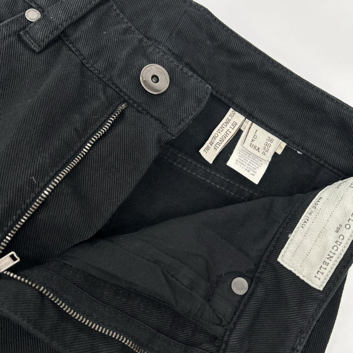 BRUNELLO CUCINELLI ブルネロクチネリ ブラック ボタンフライ ロゴパッチクロップドデニムパンツ ボトムス