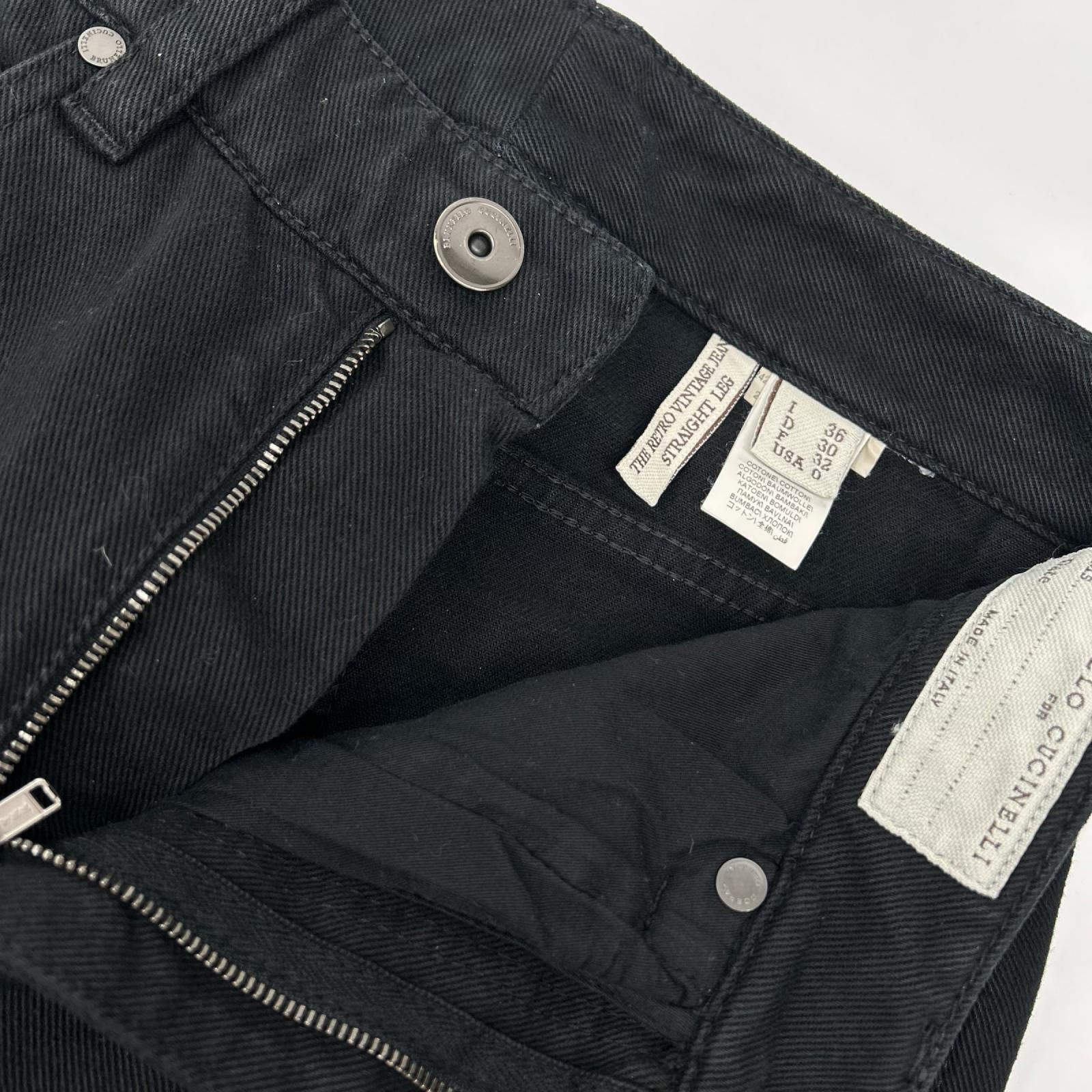 BRUNELLO CUCINELLI ブルネロクチネリ ブラック ボタンフライ ロゴパッチクロップドデニムパンツ ボトムス