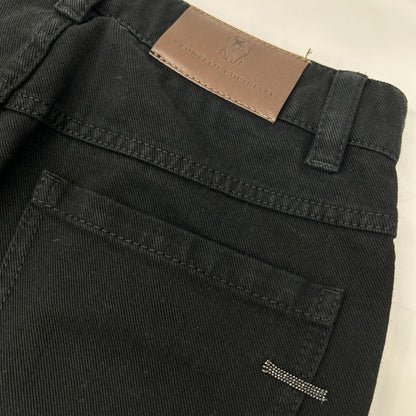 BRUNELLO CUCINELLI ブルネロクチネリ ブラック ボタンフライ ロゴパッチクロップドデニムパンツ ボトムス