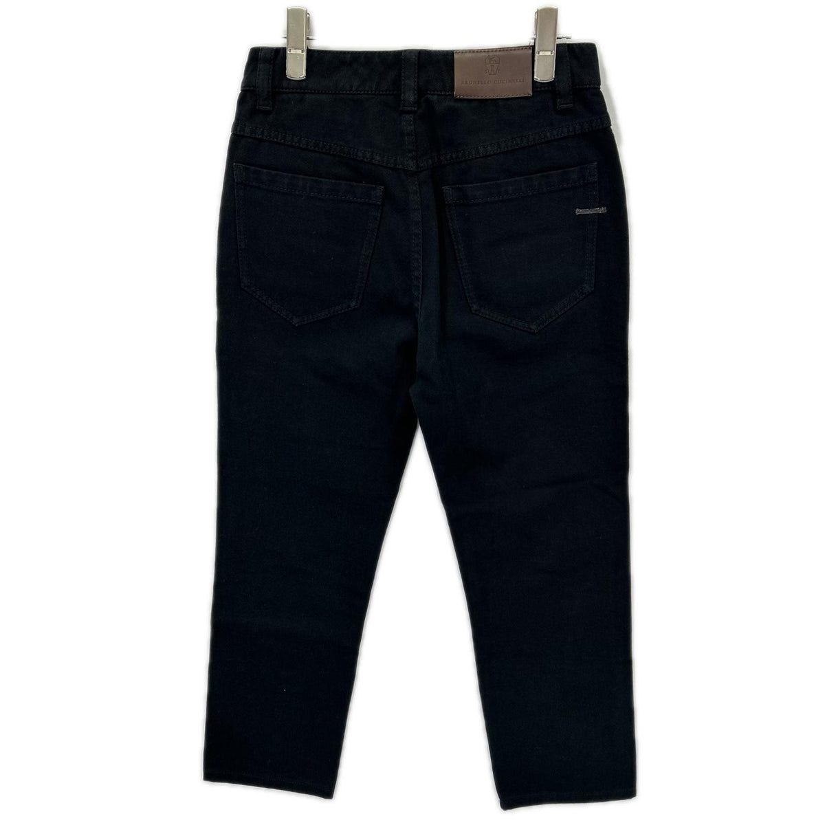 BRUNELLO CUCINELLI ブルネロクチネリ ブラック ボタンフライ ロゴパッチクロップドデニムパンツ ボトムス