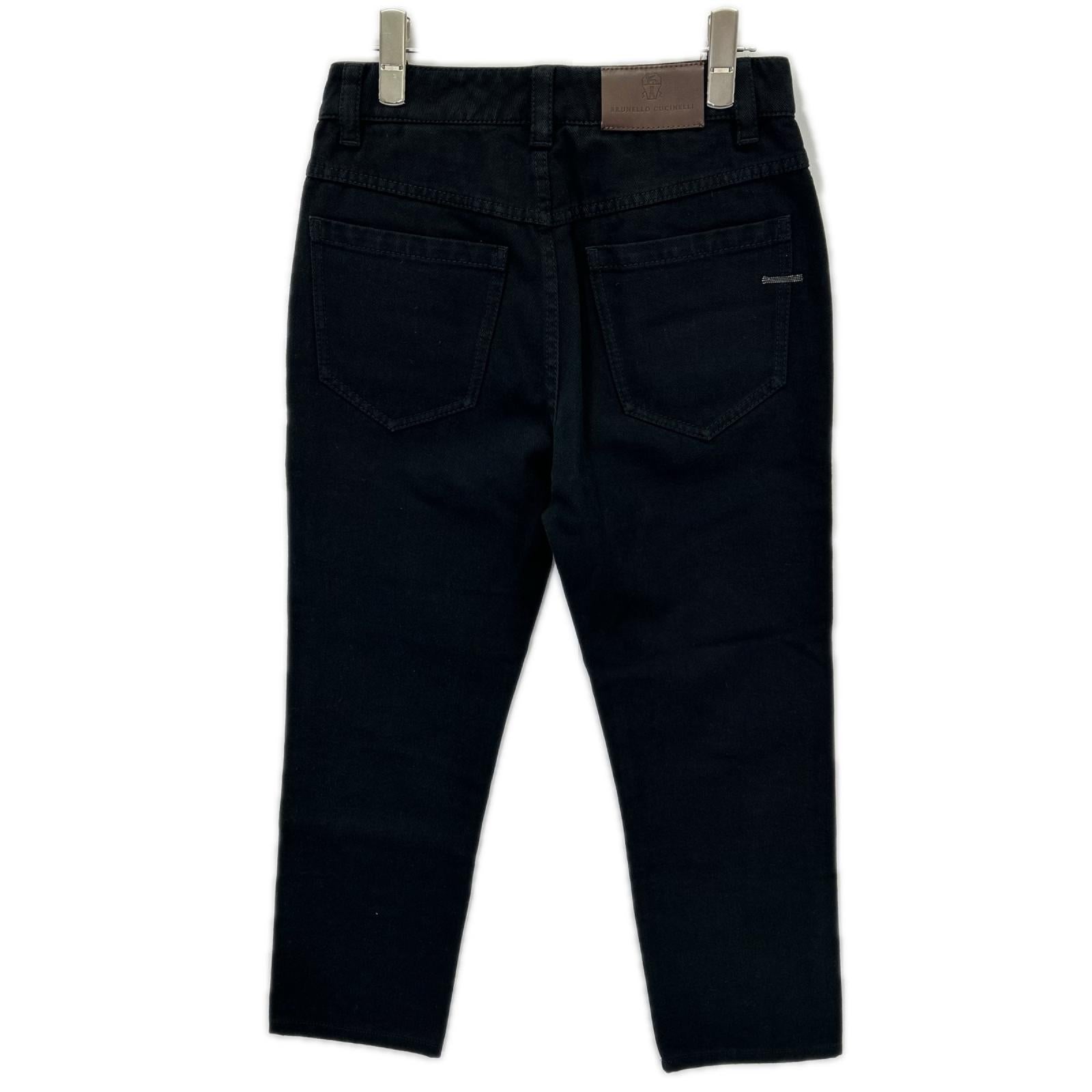 BRUNELLO CUCINELLI ブルネロクチネリ ブラック ボタンフライ ロゴパッチクロップドデニムパンツ ボトムス