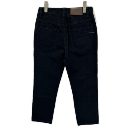 BRUNELLO CUCINELLI ブルネロクチネリ ブラック ボタンフライ ロゴパッチクロップドデニムパンツ ボトムス