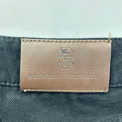 BRUNELLO CUCINELLI ブルネロクチネリ ブラック ボタンフライ ロゴパッチクロップドデニムパンツ ボトムス