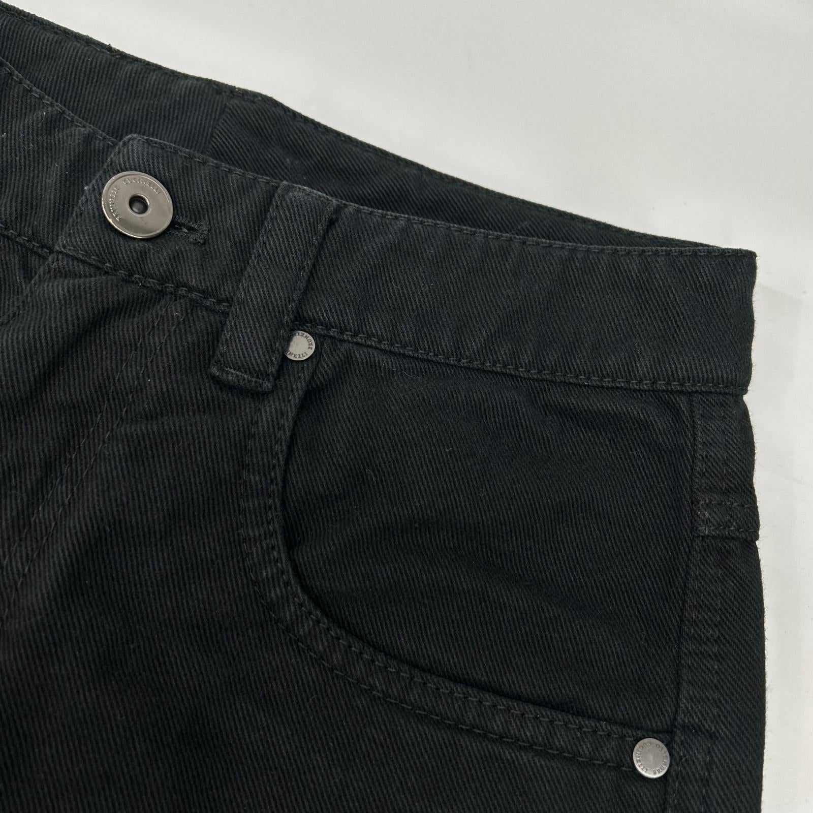 BRUNELLO CUCINELLI ブルネロクチネリ ブラック ボタンフライ ロゴパッチクロップドデニムパンツ ボトムス