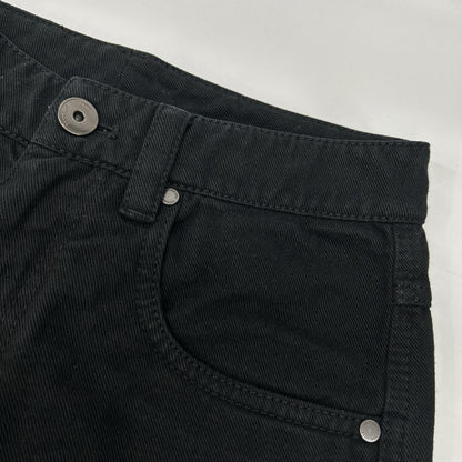 BRUNELLO CUCINELLI ブルネロクチネリ ブラック ボタンフライ ロゴパッチクロップドデニムパンツ ボトムス