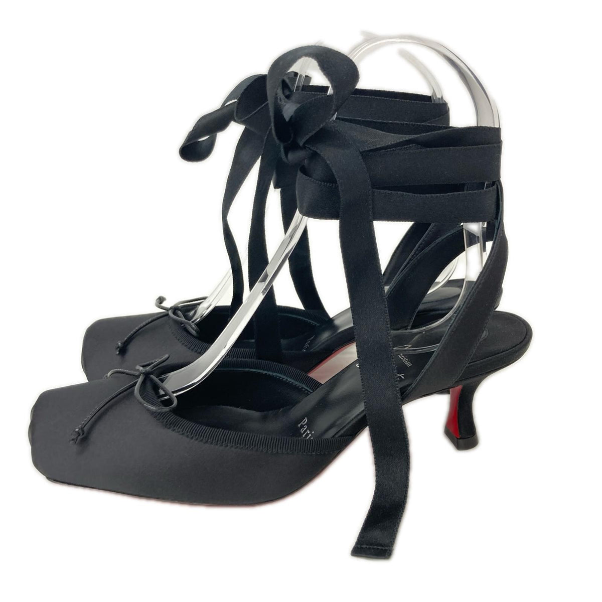 CHRISTIAN LOUBOUTIN クリスチャンルブタン 【新品同様】Cassia Lace UP 55 クレープサテン ストラップ ヒールパンプス シューズ