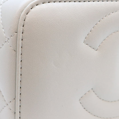 CHANEL シャネル AP3301 ライトブルー ラム G金具 カメリアボールチェーン バニティショルダーバッグ ショルダーバッグ