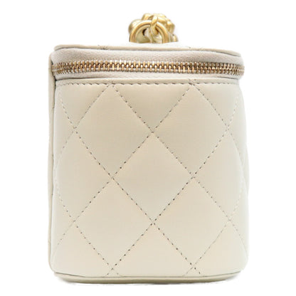 CHANEL シャネル AP3301 ライトブルー ラム G金具 カメリアボールチェーン バニティショルダーバッグ ショルダーバッグ