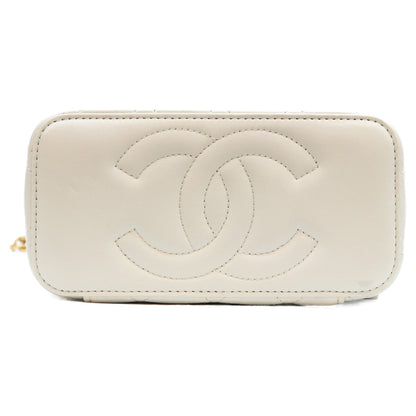 CHANEL シャネル AP3301 ライトブルー ラム G金具 カメリアボールチェーン バニティショルダーバッグ ショルダーバッグ