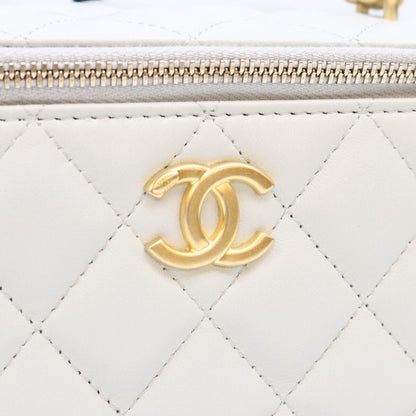 CHANEL シャネル AP3301 ライトブルー ラム G金具 カメリアボールチェーン バニティショルダーバッグ ショルダーバッグ