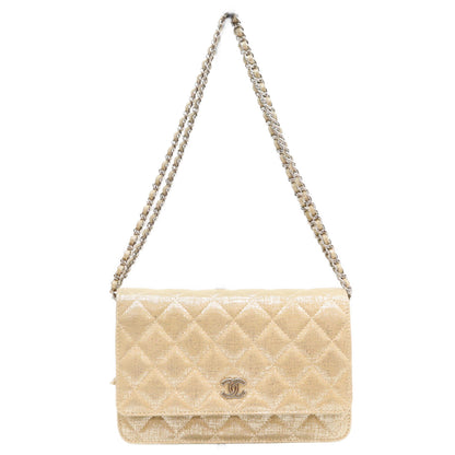 CHANEL シャネル 19番 ゴールド レザー シルバー金具 マトラッセ ココマーク チェーンショルダーウォレット ショルダーバッグ
