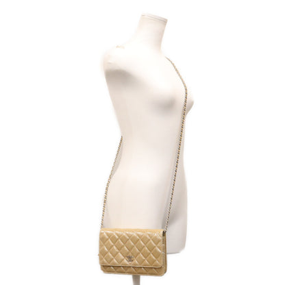 CHANEL シャネル 19番 ゴールド レザー シルバー金具 マトラッセ ココマーク チェーンショルダーウォレット ショルダーバッグ
