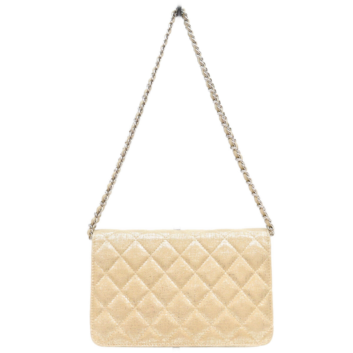 CHANEL シャネル 19番 ゴールド レザー シルバー金具 マトラッセ ココマーク チェーンショルダーウォレット ショルダーバッグ