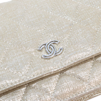 CHANEL シャネル 19番 ゴールド レザー シルバー金具 マトラッセ ココマーク チェーンショルダーウォレット ショルダーバッグ