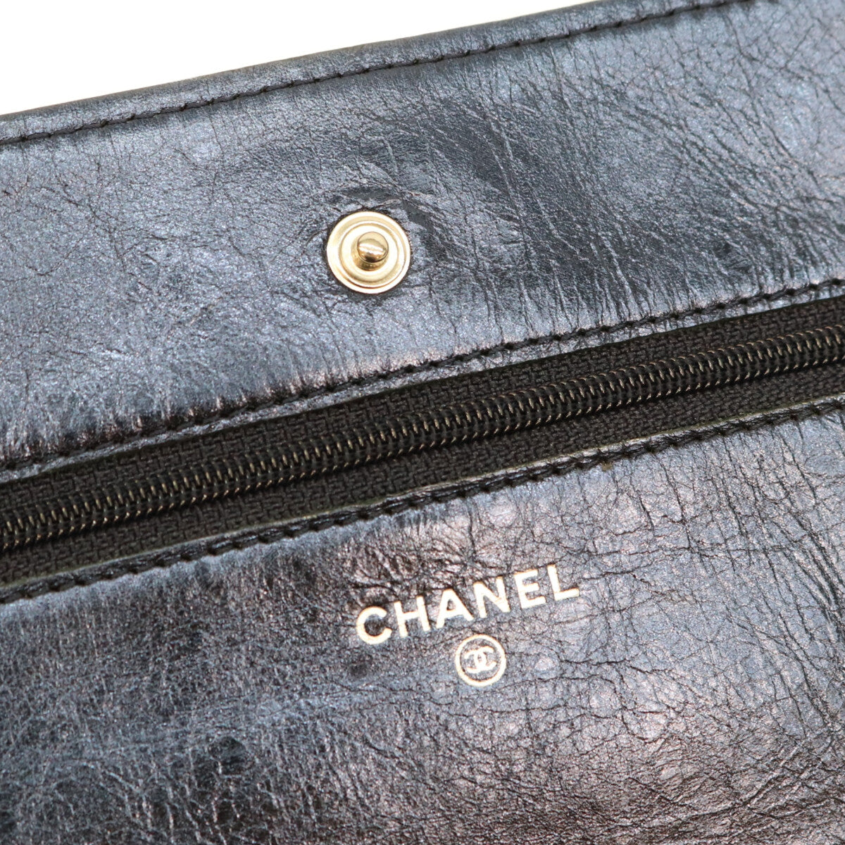 CHANEL シャネル A69206 12番 メタリックネイビー カーフ S金具 2.55 チェーンショルダーウォレット ショルダーバッグ
