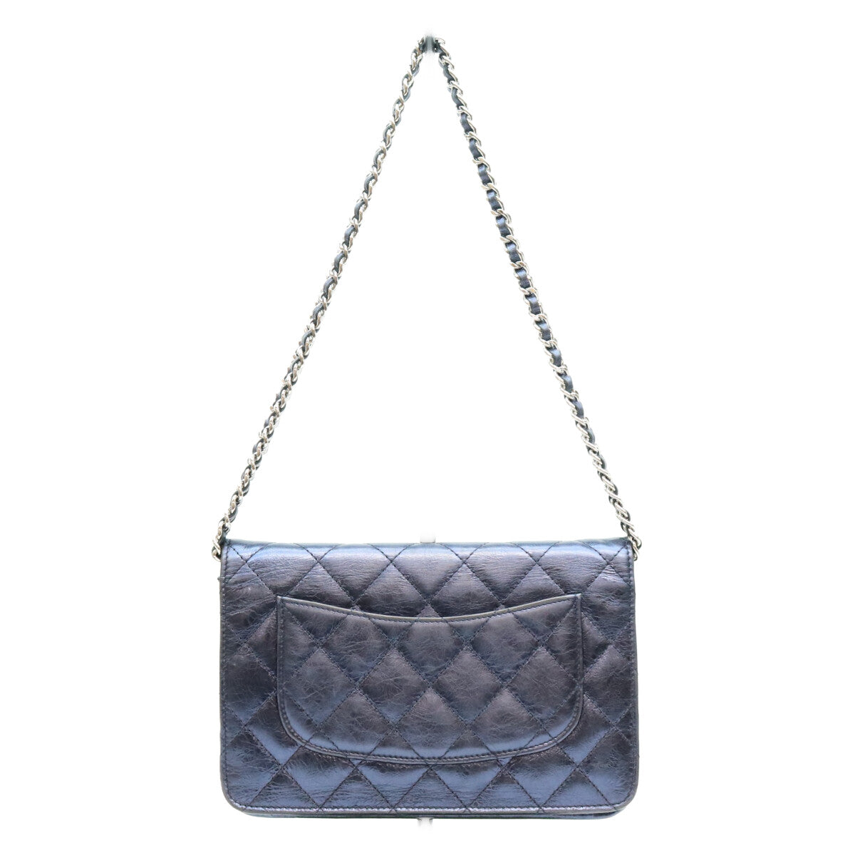 CHANEL シャネル A69206 12番 メタリックネイビー カーフ S金具 2.55 チェーンショルダーウォレット ショルダーバッグ