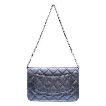 CHANEL シャネル A69206 12番 メタリックネイビー カーフ S金具 2.55 チェーンショルダーウォレット ショルダーバッグ