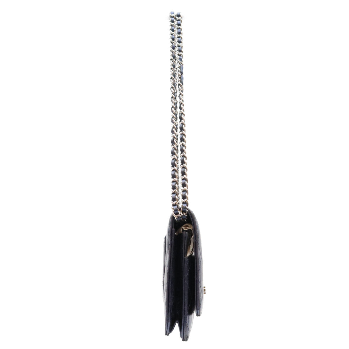 CHANEL シャネル A69206 12番 メタリックネイビー カーフ S金具 2.55 チェーンショルダーウォレット ショルダーバッグ