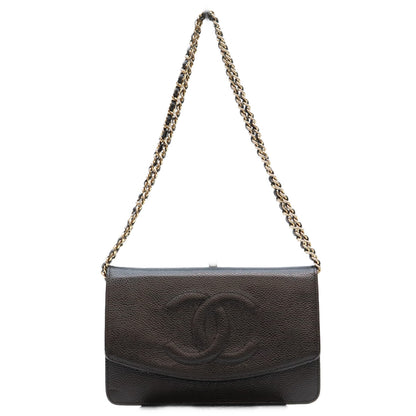 CHANEL シャネル 11番 黒 キャビア G金具 ココマーク チェーンショルダーウォレット ショルダーバッグ