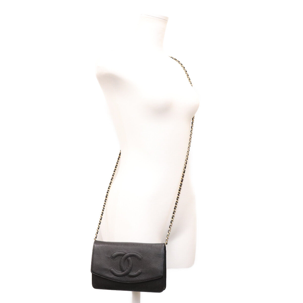 CHANEL シャネル 11番 黒 キャビア G金具 ココマーク チェーンショルダーウォレット ショルダーバッグ
