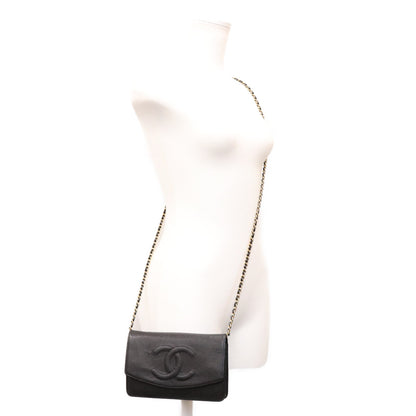 CHANEL シャネル 11番 黒 キャビア G金具 ココマーク チェーンショルダーウォレット ショルダーバッグ
