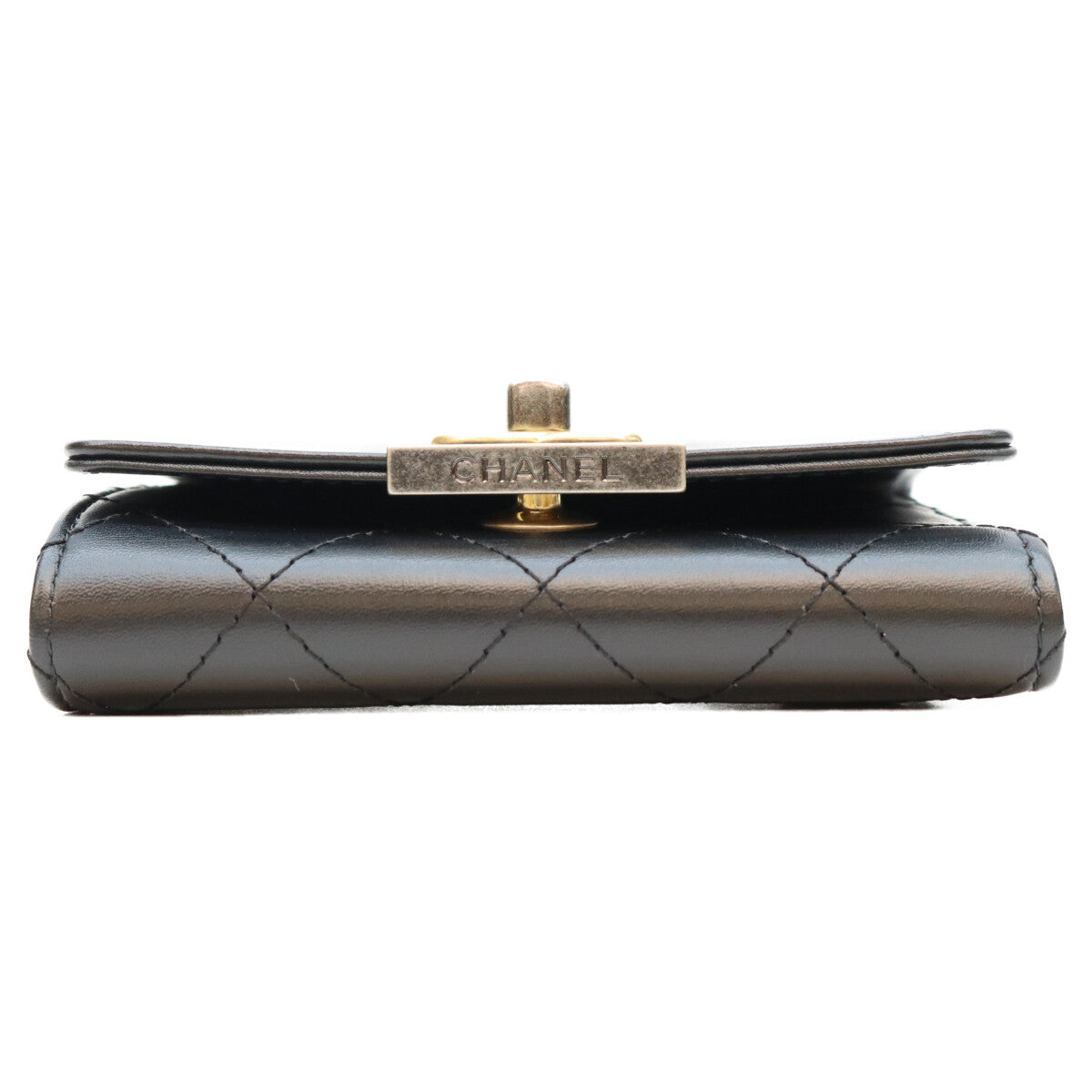 CHANEL シャネル 29番 黒 カーフ G×S金具 ターンロック マトラッセ トライフォールドウォレット 3つ折り財布 三つ折り財布（小銭入れあり）