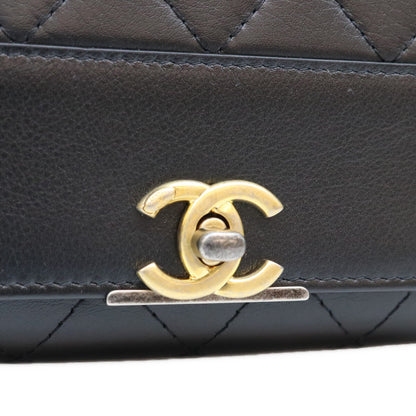 CHANEL シャネル 29番 黒 カーフ G×S金具 ターンロック マトラッセ トライフォールドウォレット 3つ折り財布 三つ折り財布（小銭入れあり）