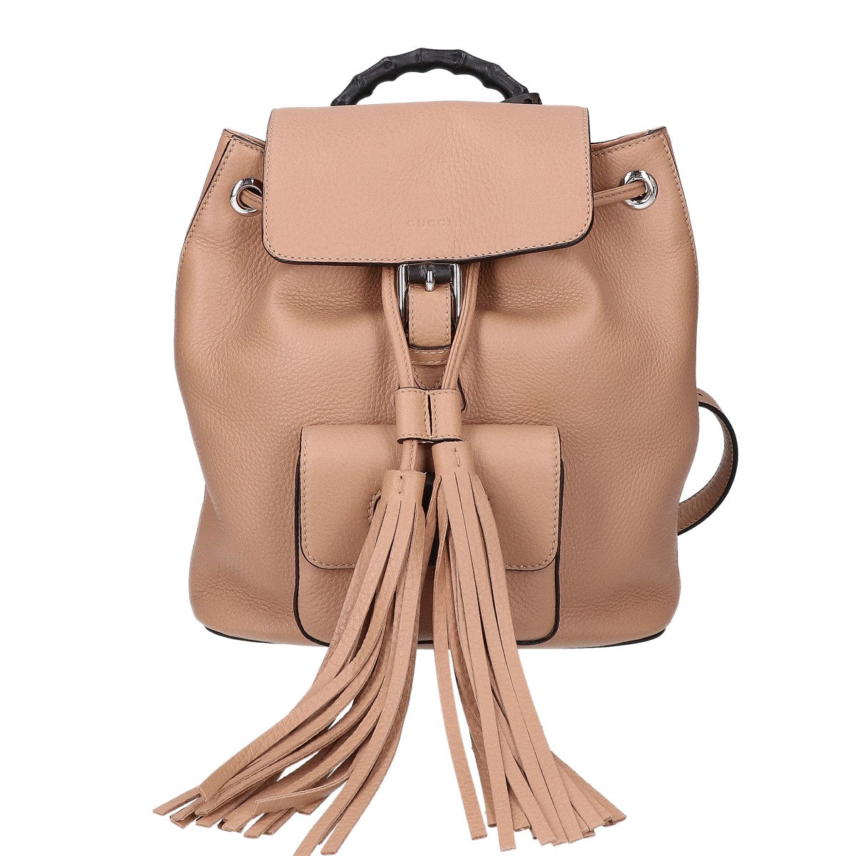 GUCCI グッチ 387149 バンブー カーフスキン エンボスロゴ フリンジチャーム バックパック リュック バックパック