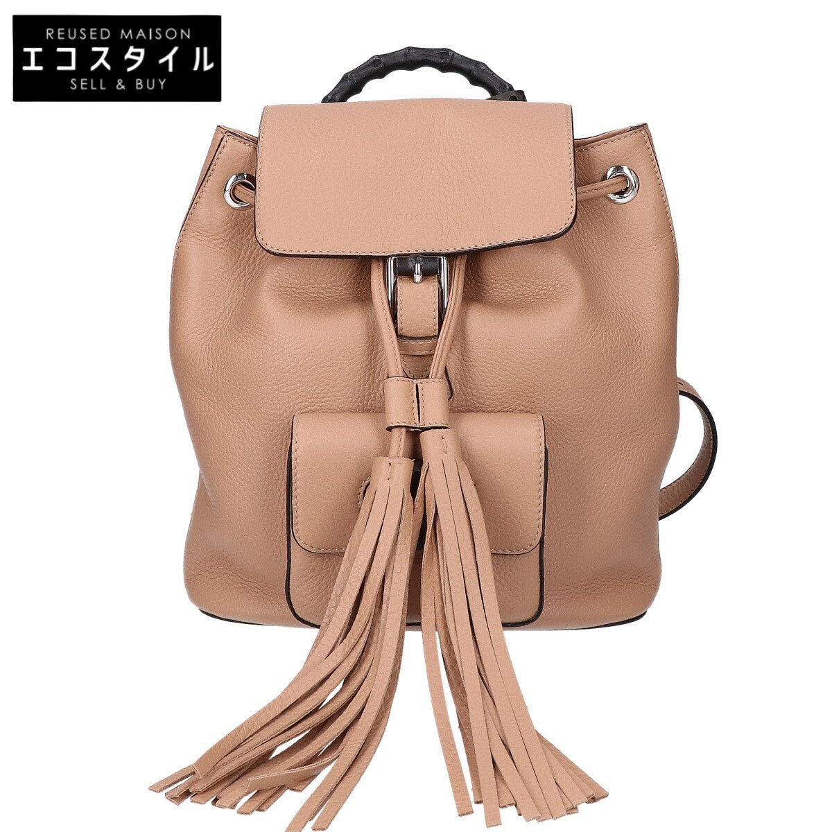 GUCCI グッチ 387149 バンブー カーフスキン エンボスロゴ フリンジチャーム バックパック リュック バックパック