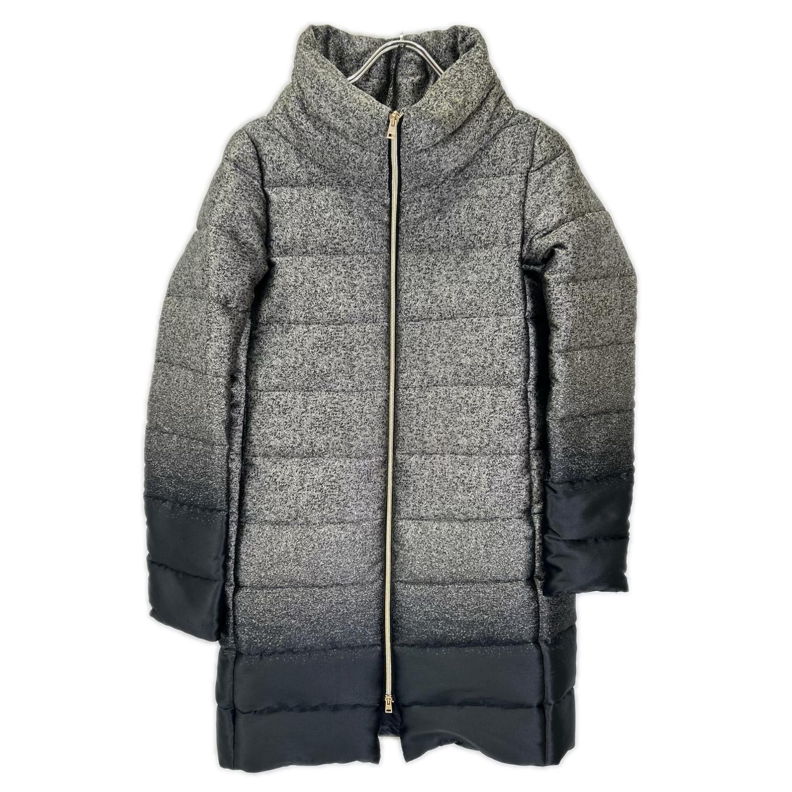 HERNO ヘルノ PI0532D-13331 グレー×ブラック ポリアミド W-ZIP グラデーションダウンコート ジャケット