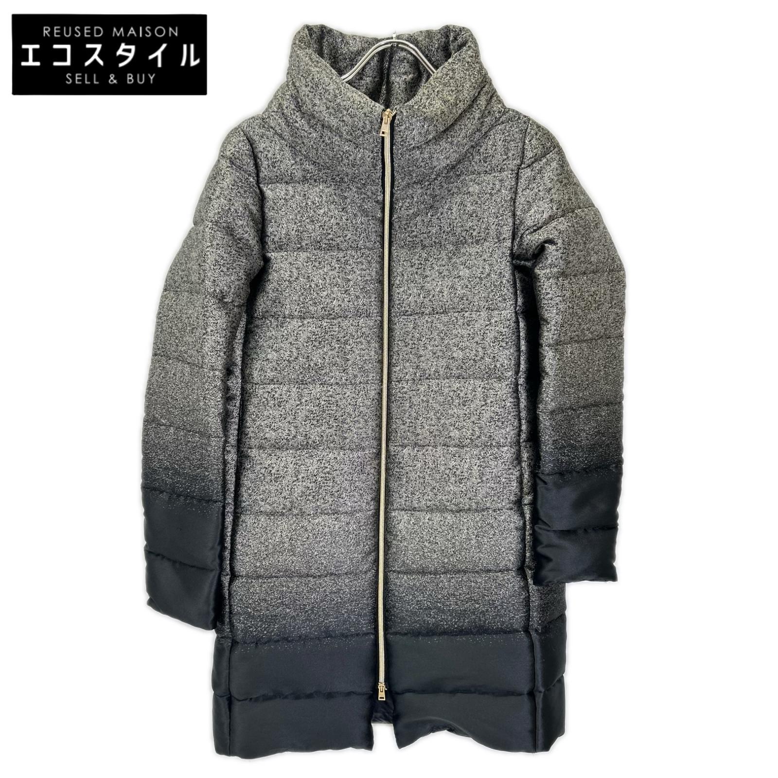 HERNO ヘルノ PI0532D-13331 グレー×ブラック ポリアミド W-ZIP グラデーションダウンコート ジャケット