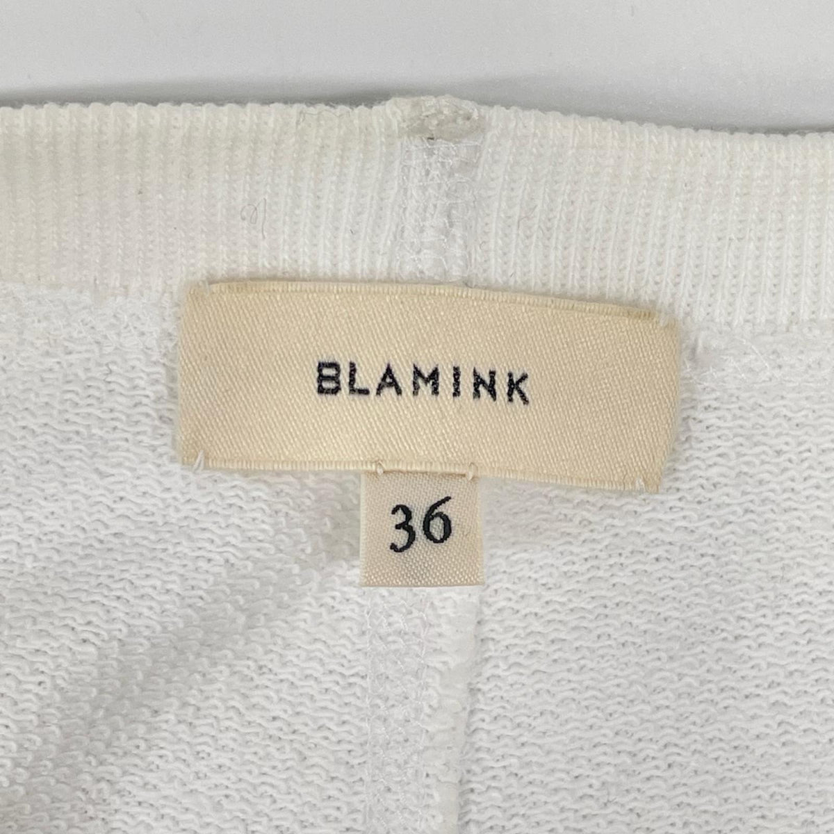 BLAMINK ブラミンク ホワイト コットンクルーネック スウェットノースリーブ トップス