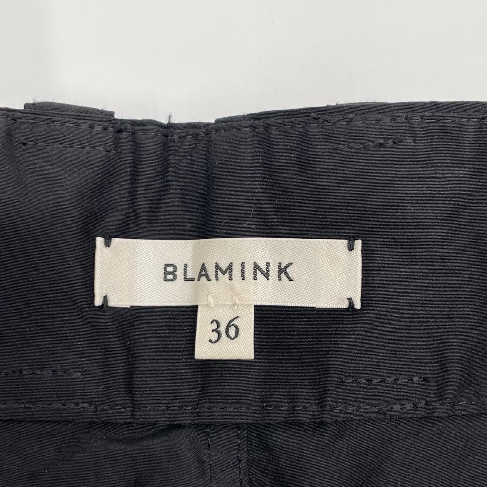 BLAMINK ブラミンク 7914-299-0343 ブラック コットン×シルク ジップフライ タフタ コクーン ワイドパンツ ボトムス