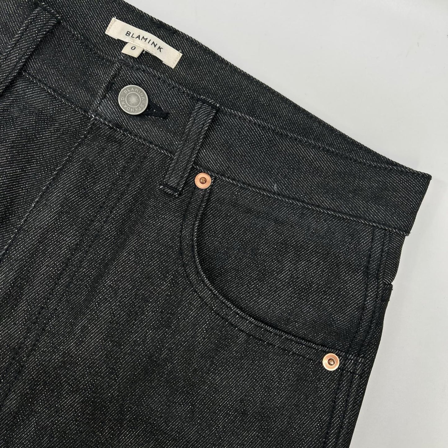 BLAMINK ブラミンク 7914-299-0302 ブラック コットン 革タグ 5ポケット デニムパンツ ボトムス