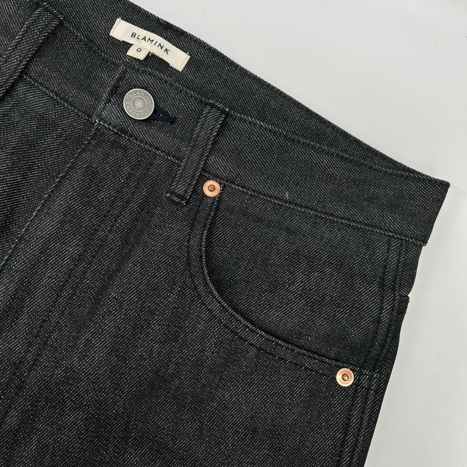 BLAMINK ブラミンク 7914-299-0302 ブラック コットン 革タグ 5ポケット デニムパンツ ボトムス