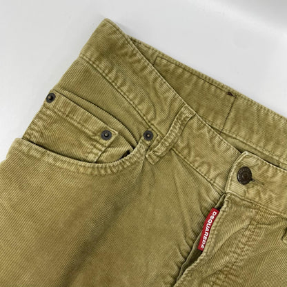 DSQUARED2 ディースクエアード カーキ ボタンフライ 革タグ コーディロイパンツ ボトムス