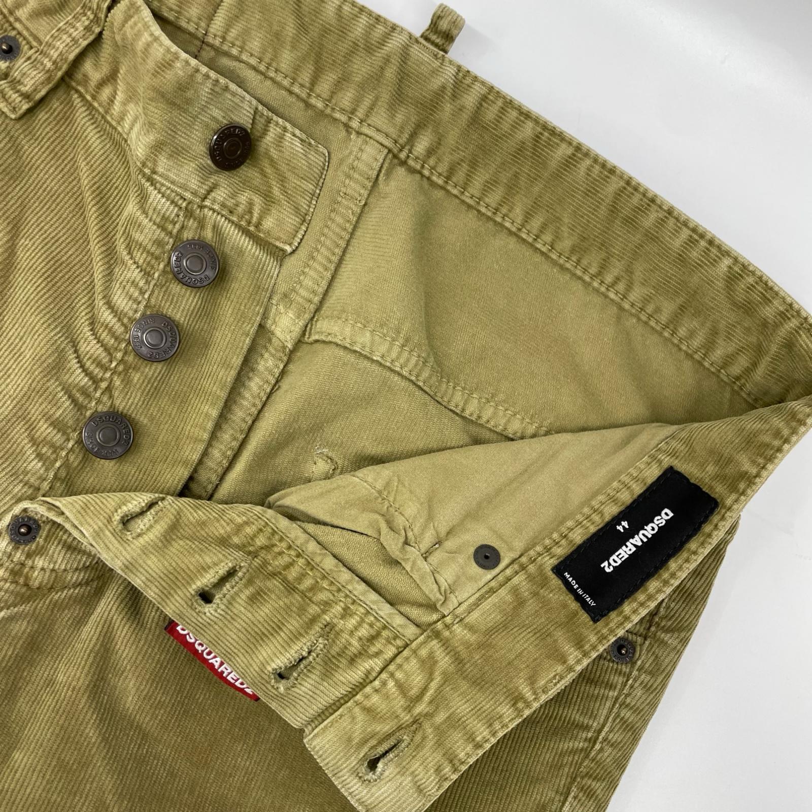 DSQUARED2 ディースクエアード カーキ ボタンフライ 革タグ コーディロイパンツ ボトムス