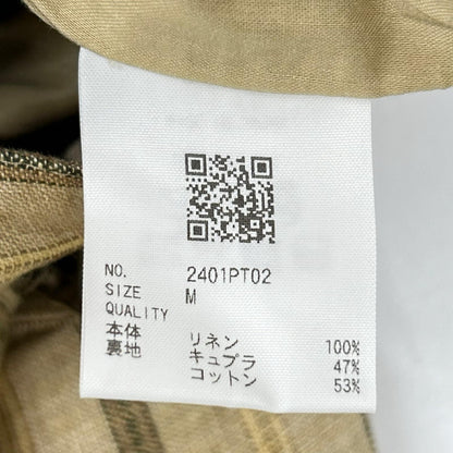 newnow ニューナウ ベージュ リネン ジップフライ ストライプ ツータック パンツ ボトムス