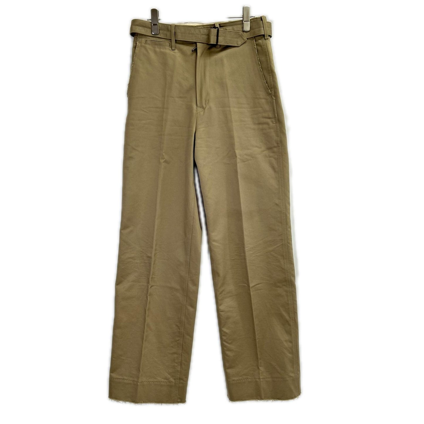 LUDLOW ラドロー 23-LD23A-PT003-002-009 ベージュ コットン Brezel ベルト付 フリンジ チノパンツ ボトムス